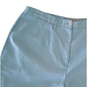 Coral Bay Golf Shorts Women 12 Light Blue High Rise Elastic Waist Pockets